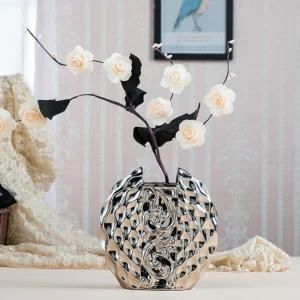 Modern simplicity Ceramic Vase Hand Inlaid Drill plating